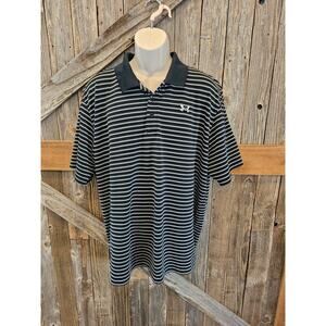 Under armour size XXL 2XL mens polo striped performance EUC short sleeve active